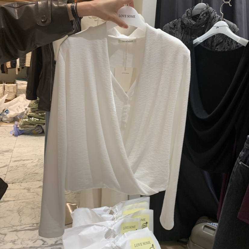 LOVE SOME東大門代購女士新品時尚真品休閑熱賣長袖T恤深VLOVE SOME長袖T恤