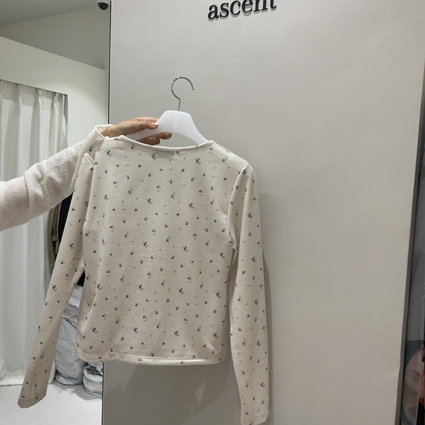 ASCENT東大門代購女裝新品推薦人氣長袖T恤假兩件花朵開衫ASCENT長袖T恤