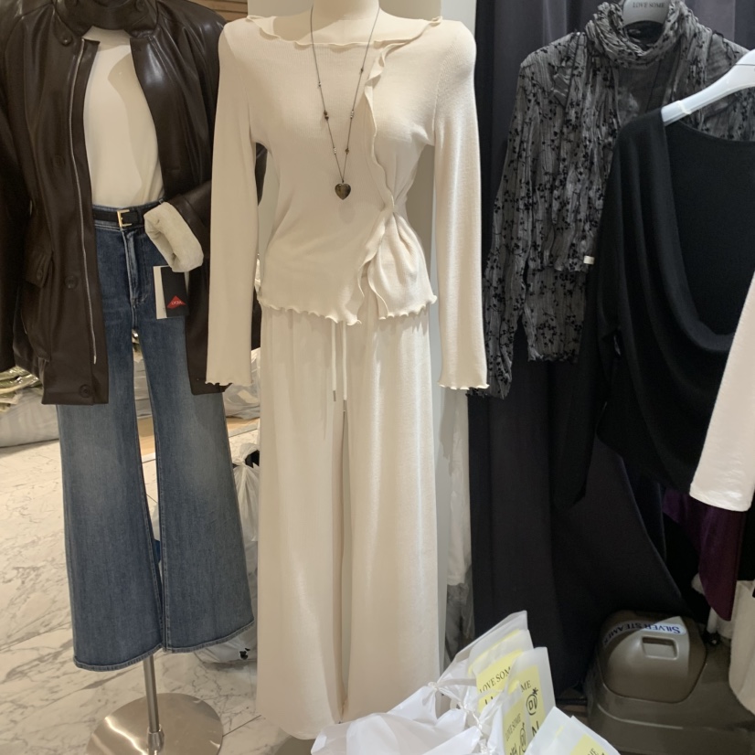 LOVE SOME東大門實拍女士新品休閑推薦時尚休閑褲絲絨羅紋LOVE SOME休閑褲