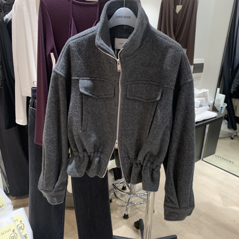 LOVE SOME東大門直郵女裝新品休閑推薦短款大衣褶邊雙面LOVE SOME短款大衣圖色1