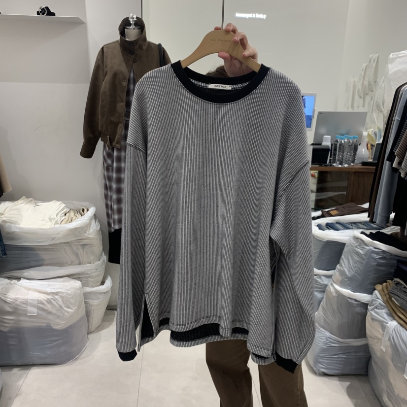 ANN MARGRET韓國代購女裝新品推薦長袖T恤波紋GRETA.Y長袖T恤圖色1