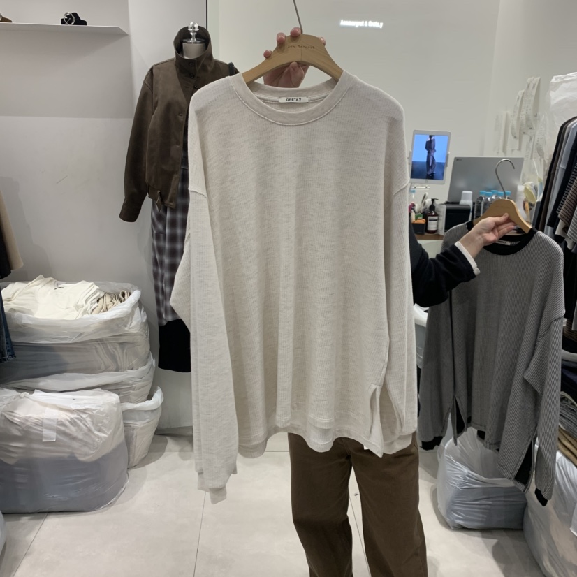 ANN MARGRET韓國代購女裝新品推薦長袖T恤波紋GRETA.Y長袖T恤圖色2