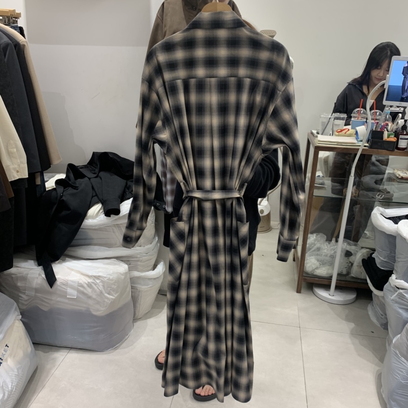 ANN MARGRET東大門直郵女裝新款休閑連衣裙含腰帶修身格紋GRETA.Y連衣裙