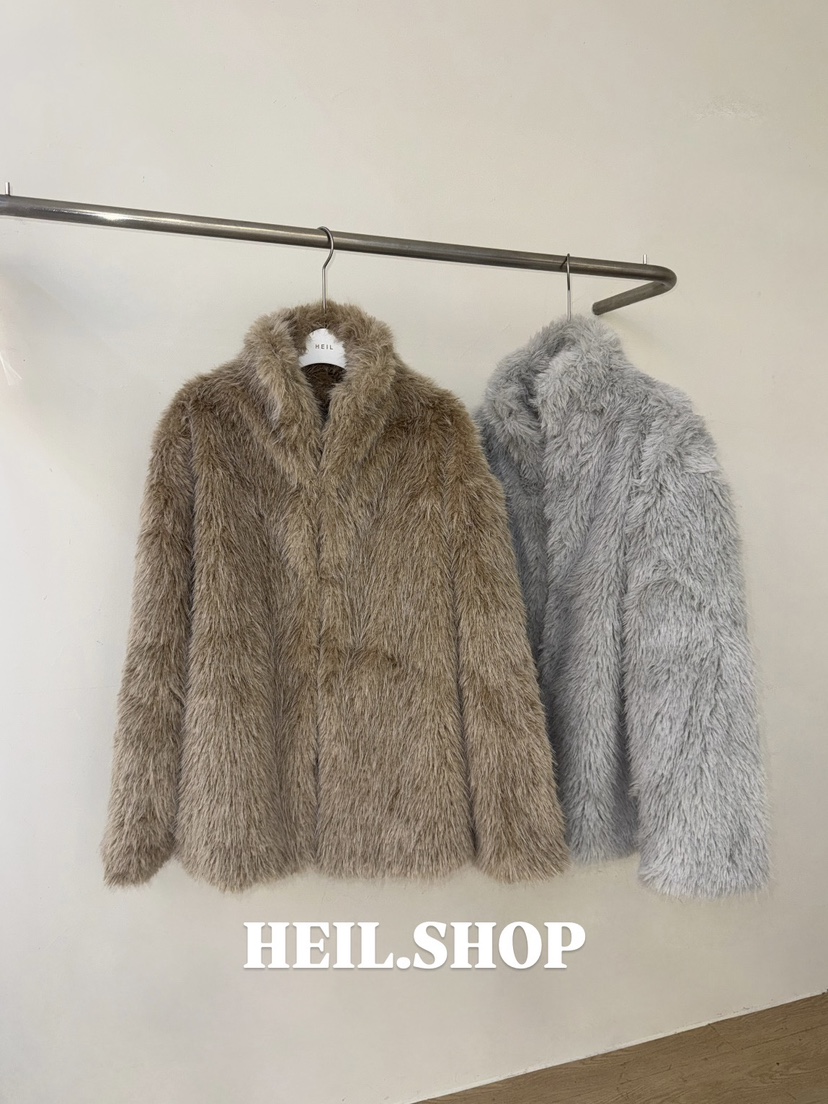 HEIL東大門實拍女士新品熱賣真品推薦時尚短款大衣皮草高領HEIL短款大衣