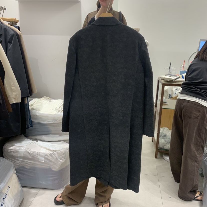 ANN MARGRET東大門實拍女裝新款時尚中長款大衣皮革雙層GRETA.Y中長款大衣