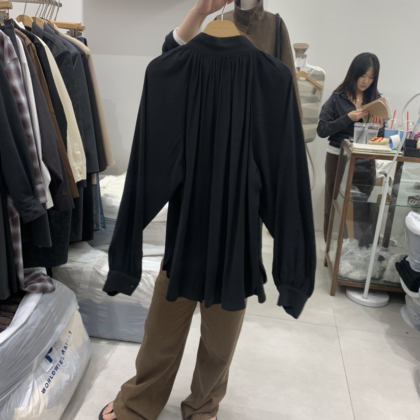 ANN MARGRET韓國代購女士新品休閑襯衫蕾絲衫高領GRETA.Y襯衫/蕾絲衫