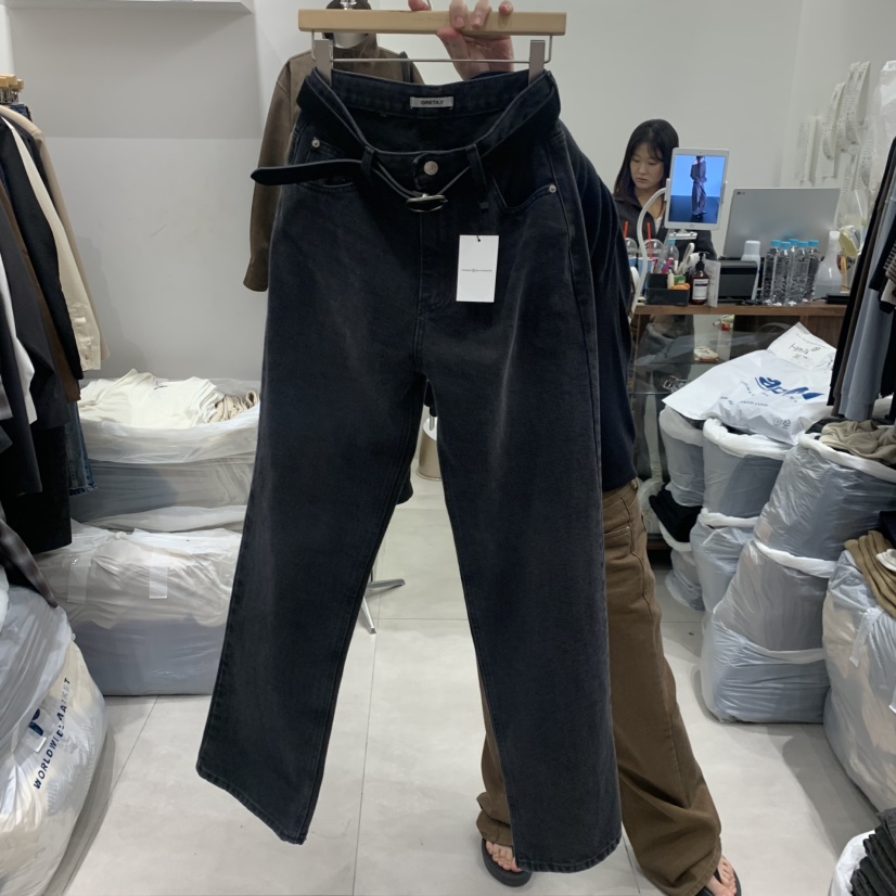 ANN MARGRET東大門代購女士新品熱賣牛仔褲不含腰帶直筒經典GRETA.Y牛仔褲圖色2