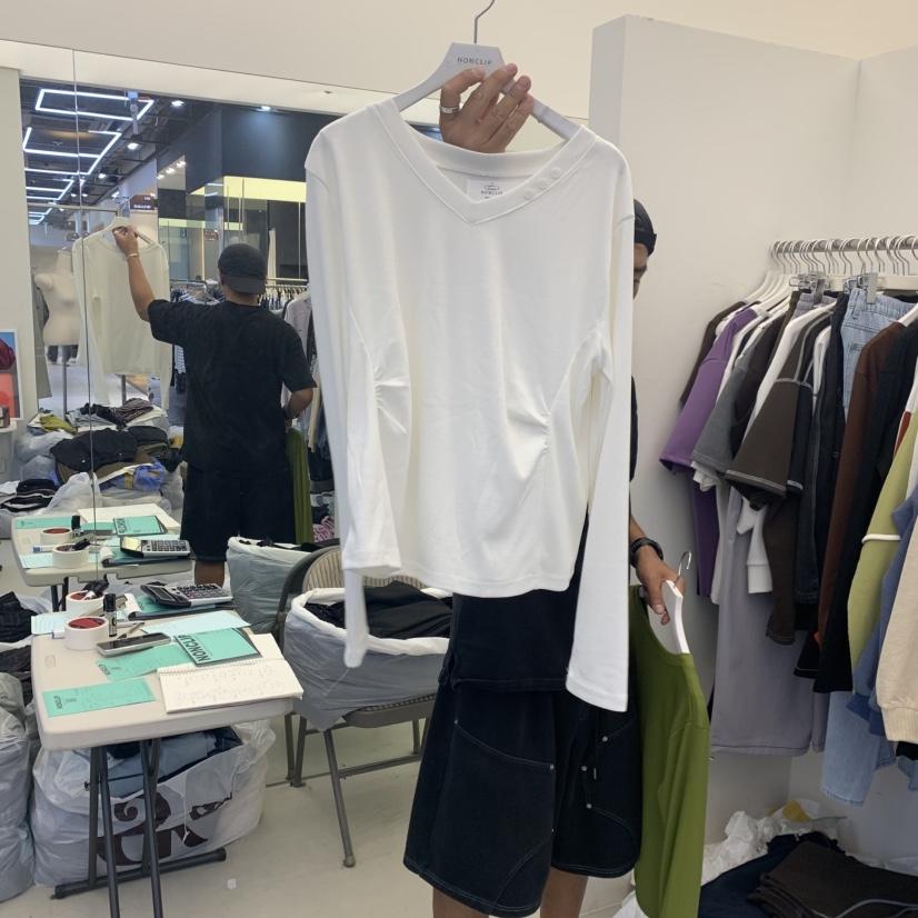 NON CLIP東大門代購女裝新品人氣時尚推薦真品長袖T恤紐扣NON CLIP長袖T恤圖色2