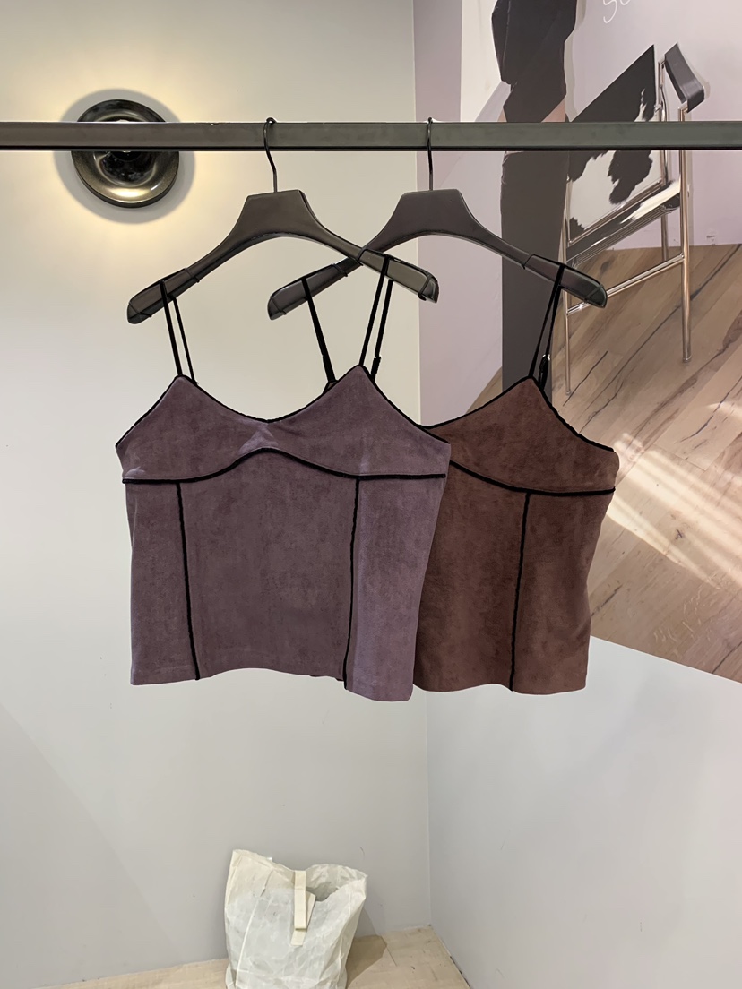 SOFTNESS韓國直郵女裝新品時尚人氣真品吊帶背心麂皮撞色Softness/Cosmic吊帶/背心