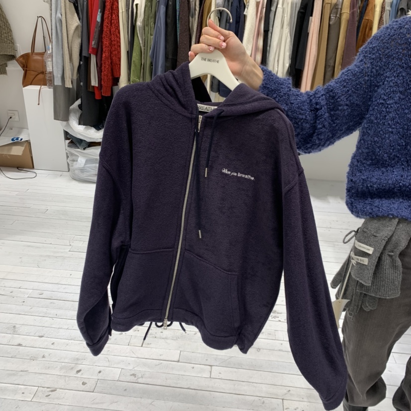 BREATHE韓國代購女裝新品推薦真品休閑衛衣連帽衫加絨毛圈布BREATHE衛衣圖色1