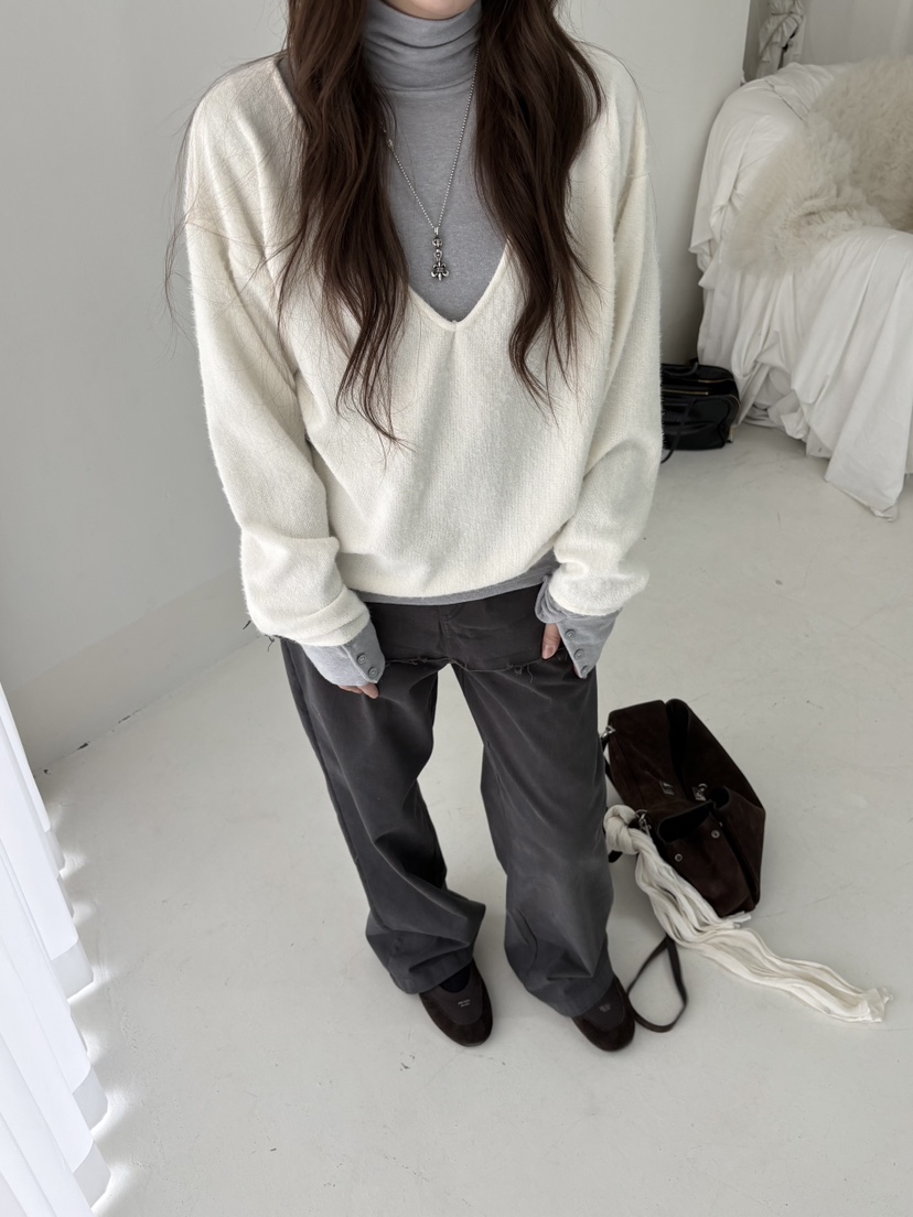 MUGE韓國代購女士新品推薦時尚人氣休閑真品熱賣針織衫深VMUGE針織衫