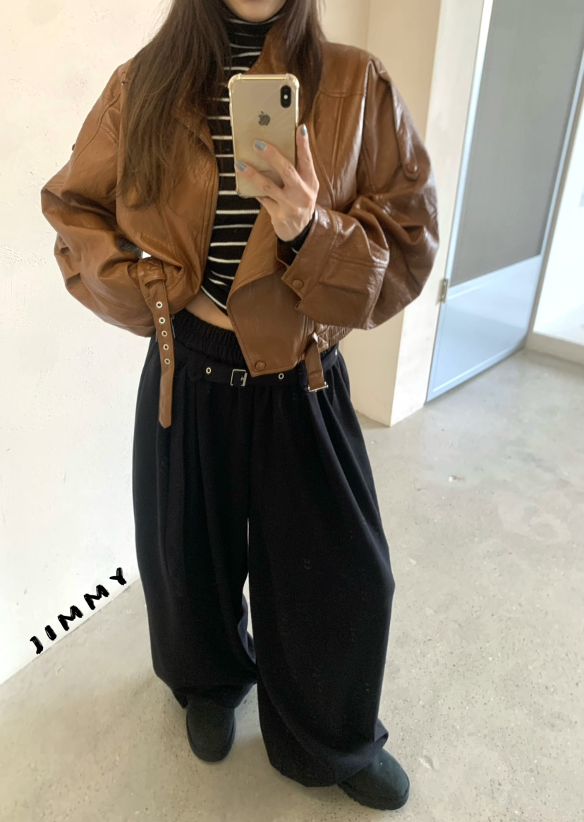 JIMMY東大門直郵女士新品時尚熱賣休閑推薦人氣真品皮衣短款JIMMY/REMAKE皮衣