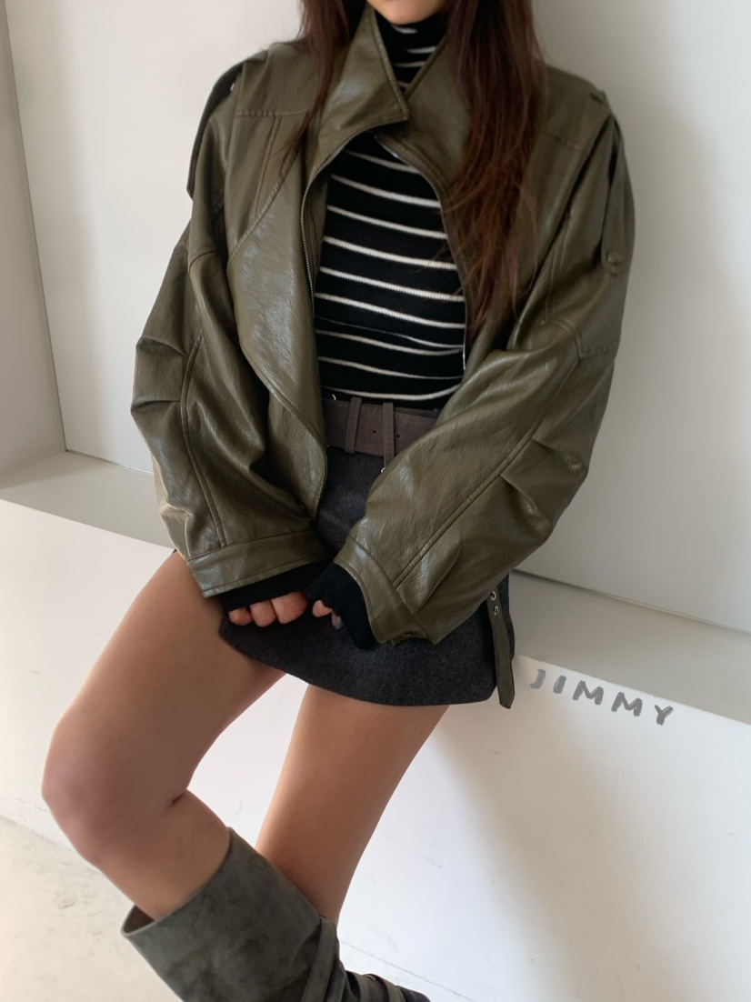 JIMMY東大門直郵女士新品時尚熱賣休閑推薦人氣真品皮衣短款JIMMY/REMAKE皮衣