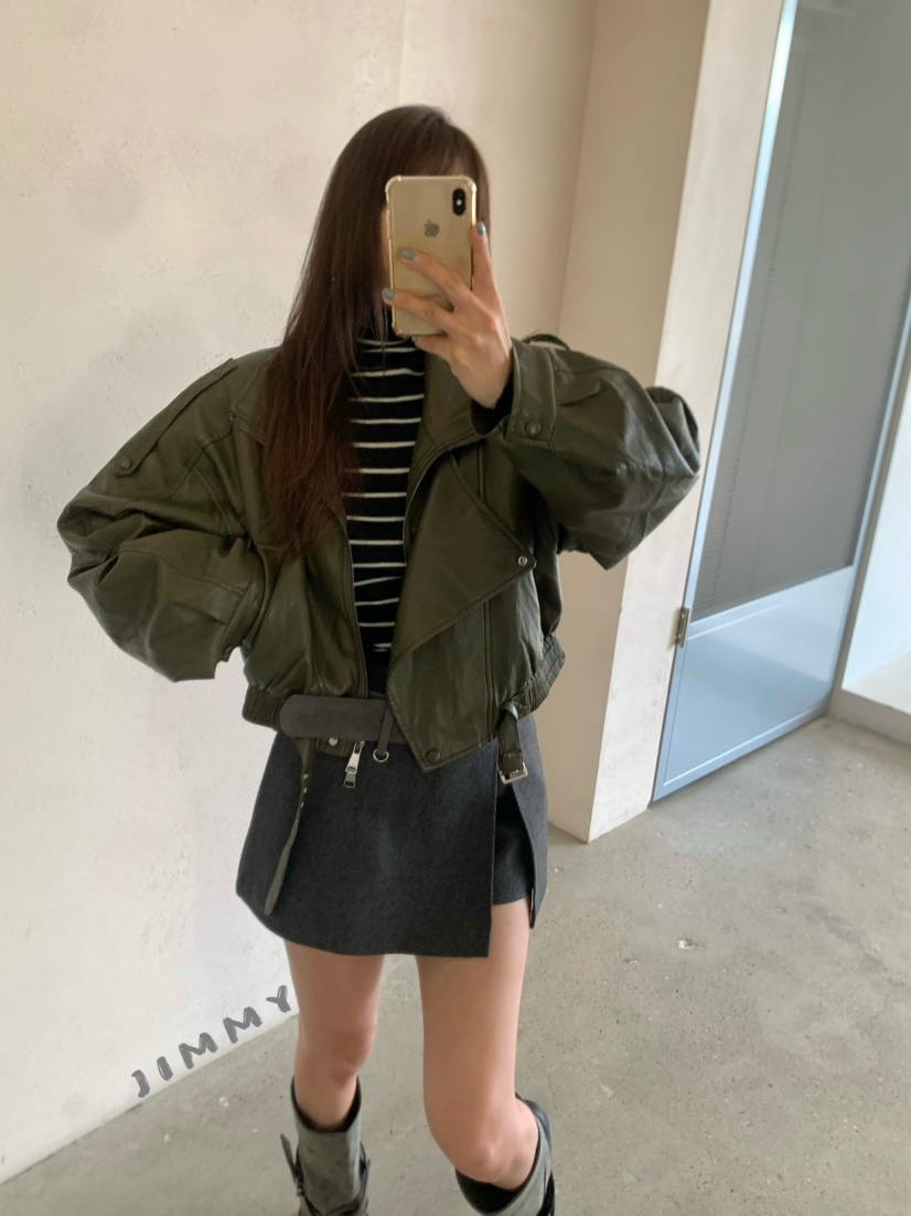 JIMMY東大門直郵女士新品時尚熱賣休閑推薦人氣真品皮衣短款JIMMY/REMAKE皮衣