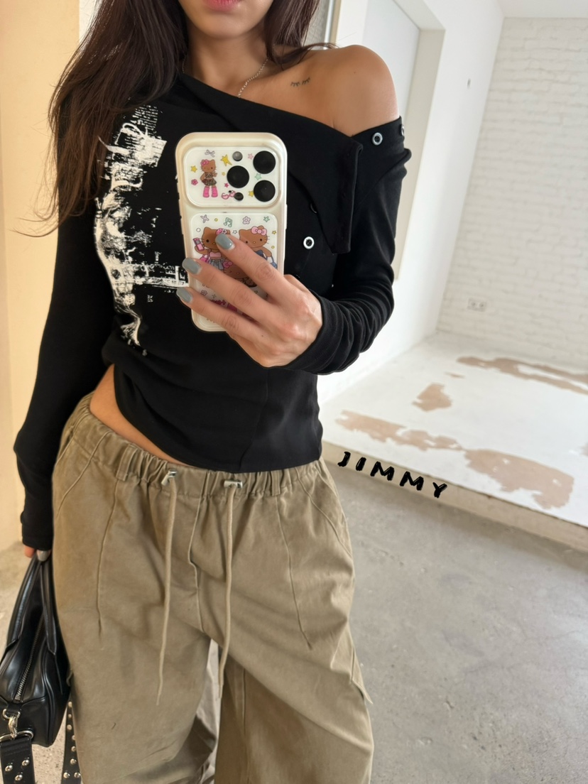 JIMMY韓國直郵女裝新款熱賣時尚人氣休閑推薦真品長袖T恤JIMMY/REMAKE長袖T恤