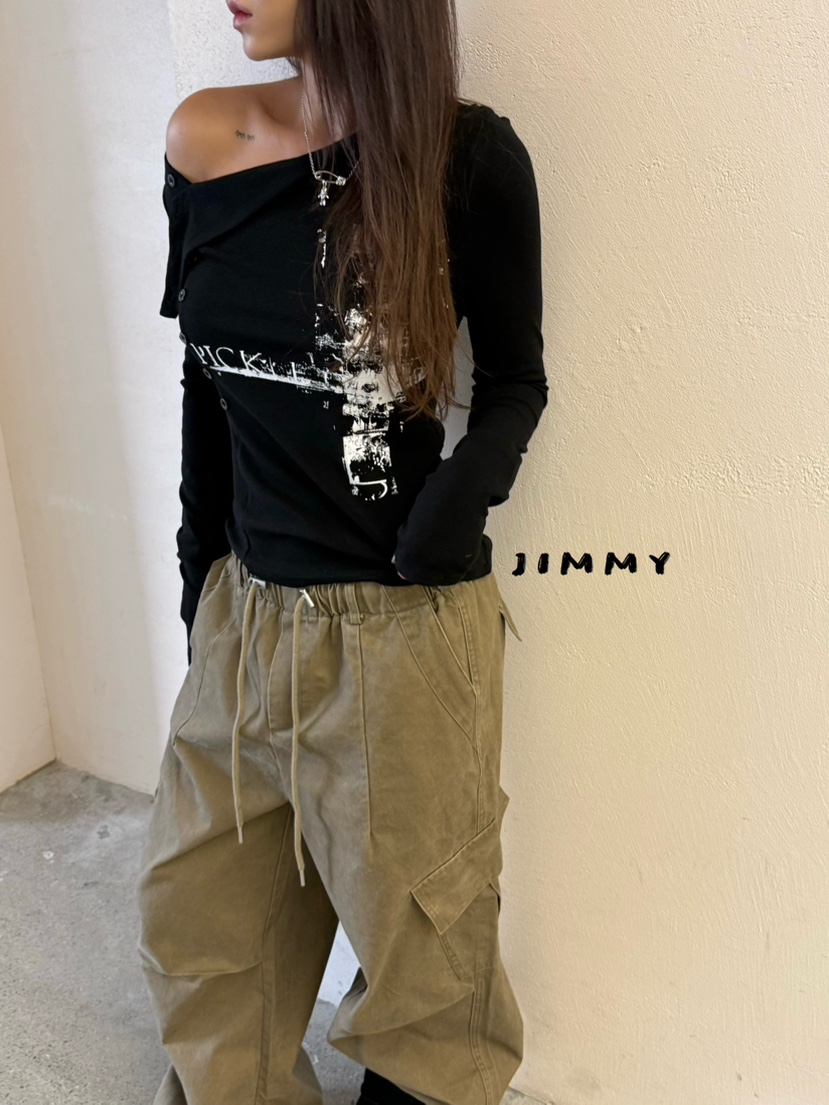 JIMMY韓國直郵女裝新款熱賣時尚人氣休閑推薦真品長袖T恤JIMMY/REMAKE長袖T恤