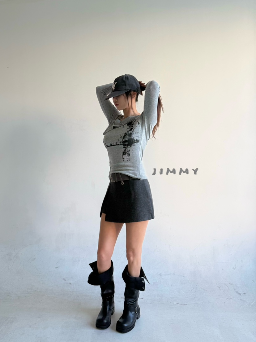 JIMMY韓國直郵女裝新款熱賣時尚人氣休閑推薦真品長袖T恤JIMMY/REMAKE長袖T恤