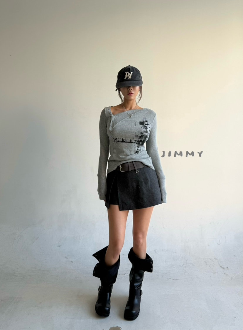 JIMMY韓國直郵女裝新款熱賣時尚人氣休閑推薦真品長袖T恤JIMMY/REMAKE長袖T恤