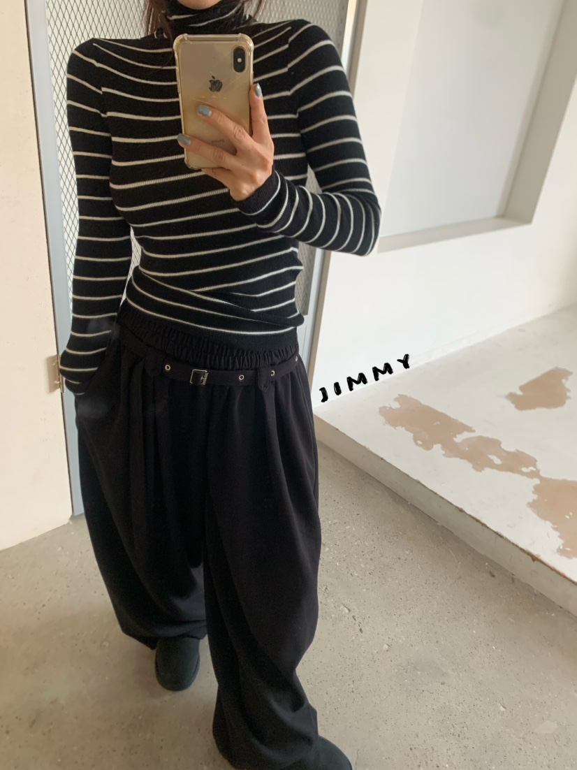 JIMMY韓國代購女士新品時尚熱賣人氣休閑推薦真品針織衫條紋JIMMY/REMAKE針織衫