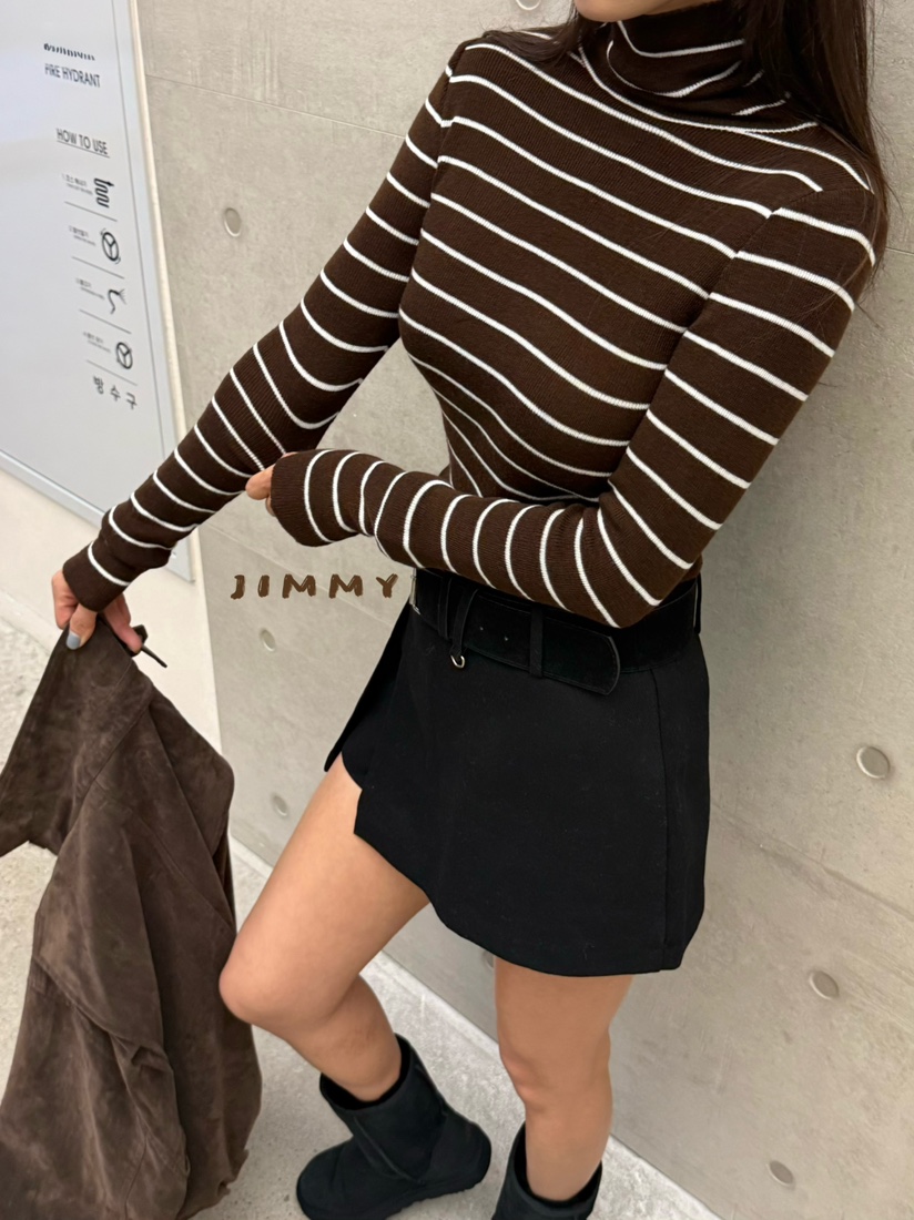 JIMMY韓國代購女士新品時尚熱賣人氣休閑推薦真品針織衫條紋JIMMY/REMAKE針織衫