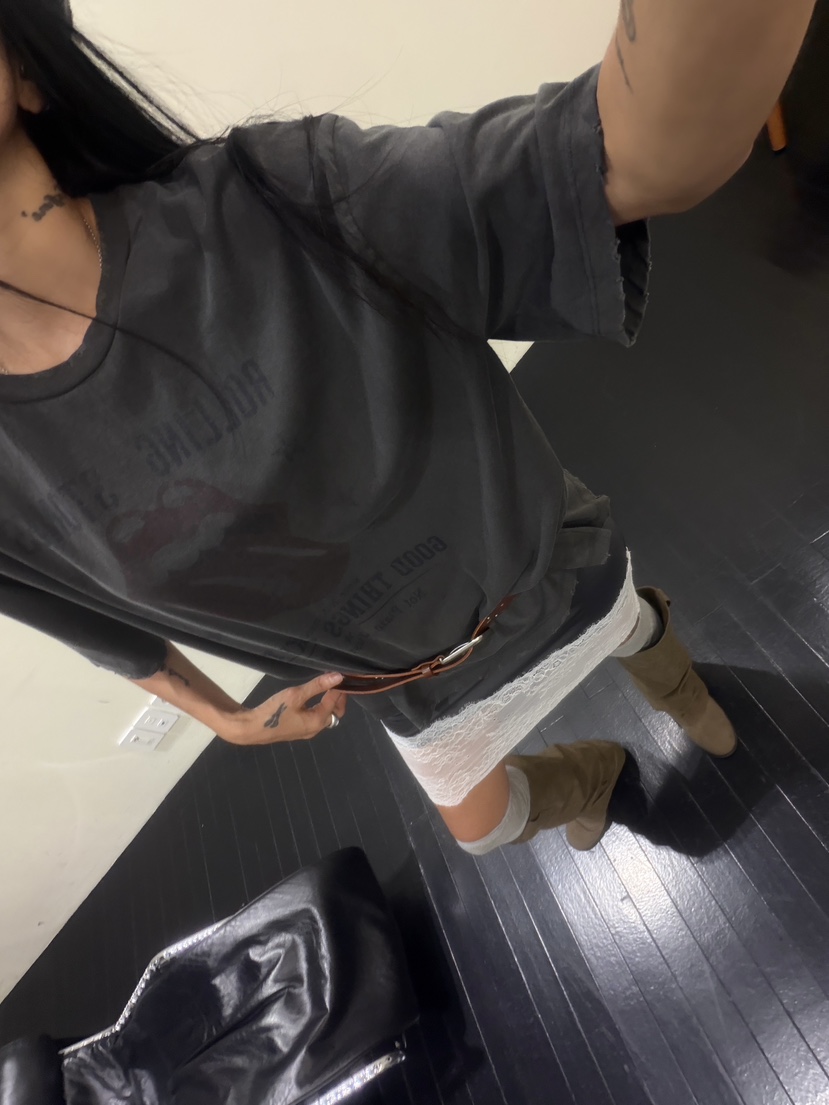 ABBEYLEE韓國代購女裝新款時尚休閑T恤不含內搭和腰帶復古ABBEYLEET恤