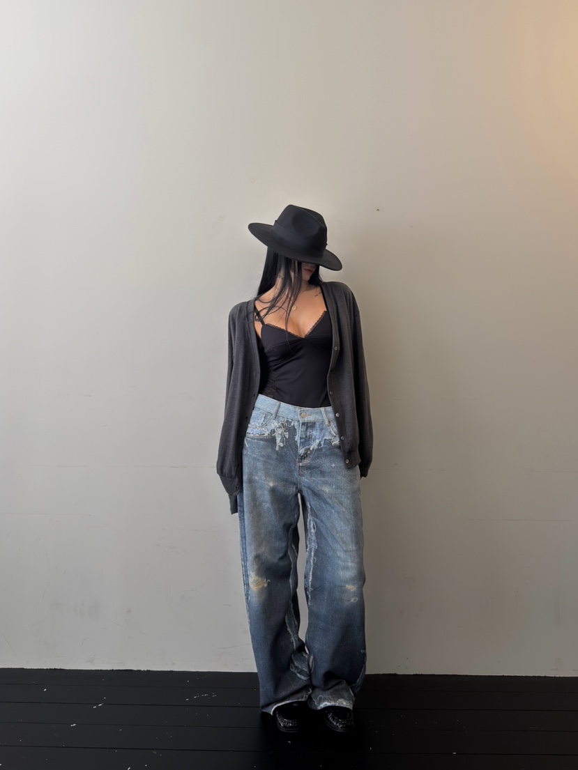 ABBEYLEE韓國直郵女裝新款熱賣時尚人氣真品推薦牛仔褲印花ABBEYLEE牛仔褲