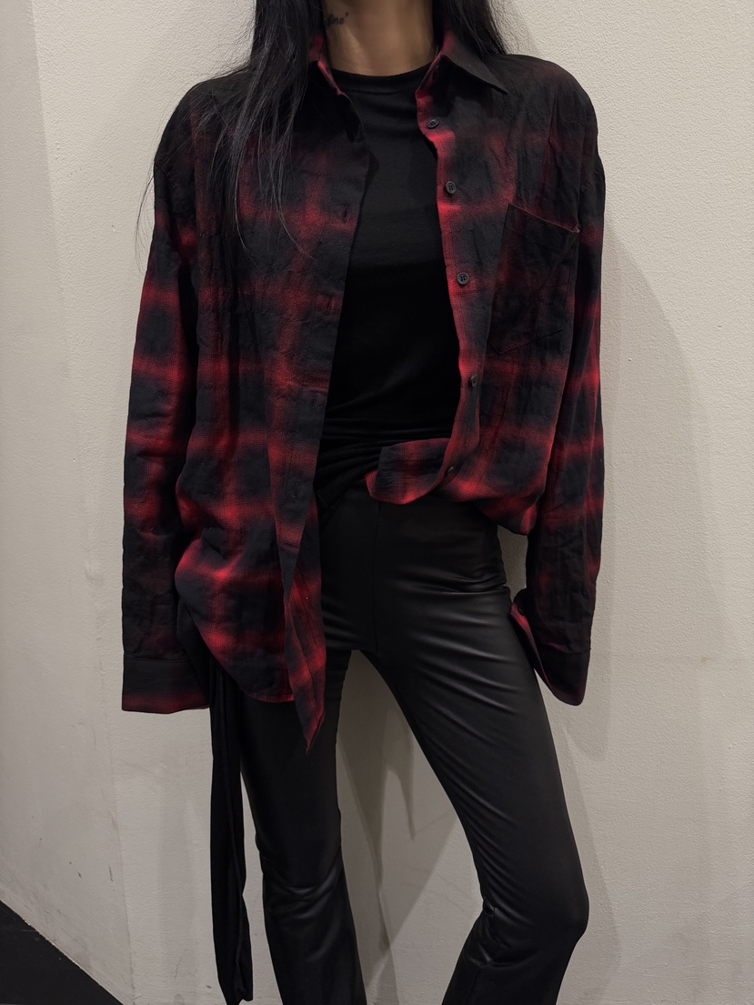 ABBEYLEE韓國代購女裝新款時尚人氣休閑襯衫蕾絲衫水洗格子ABBEYLEE襯衫/蕾絲衫