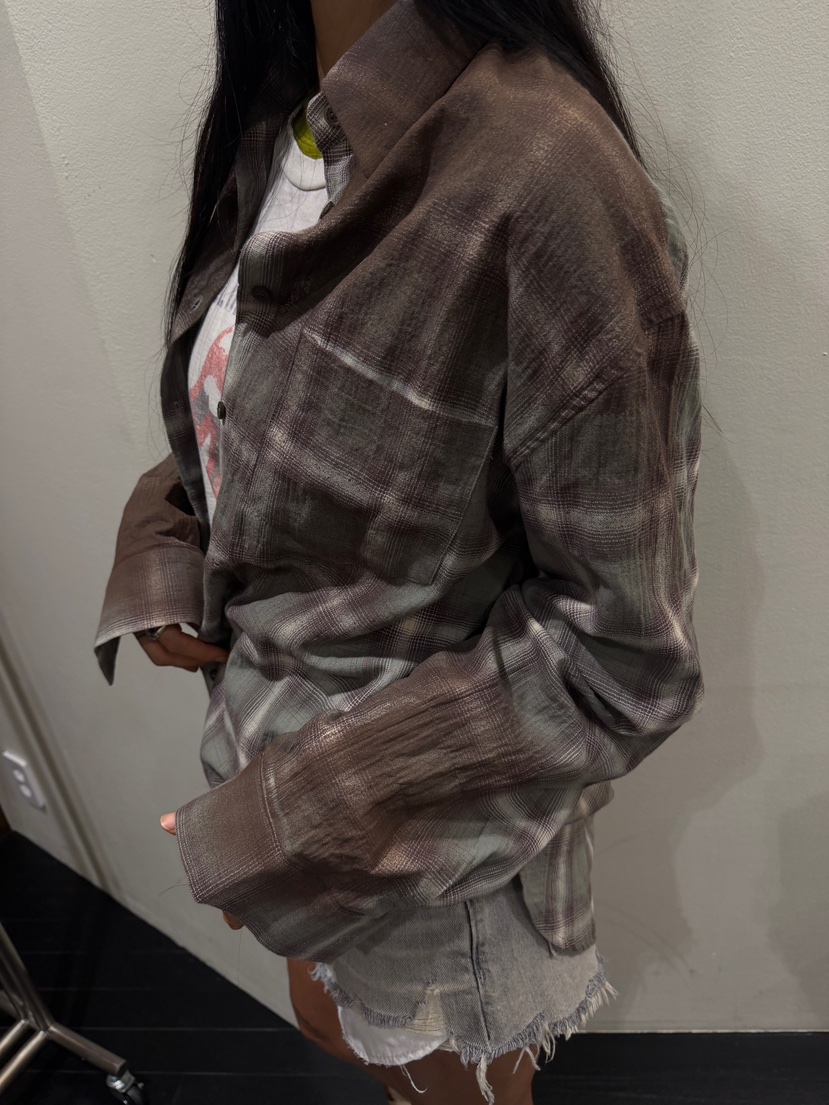 ABBEYLEE韓國代購女裝新款時尚人氣休閑襯衫蕾絲衫水洗格子ABBEYLEE襯衫/蕾絲衫