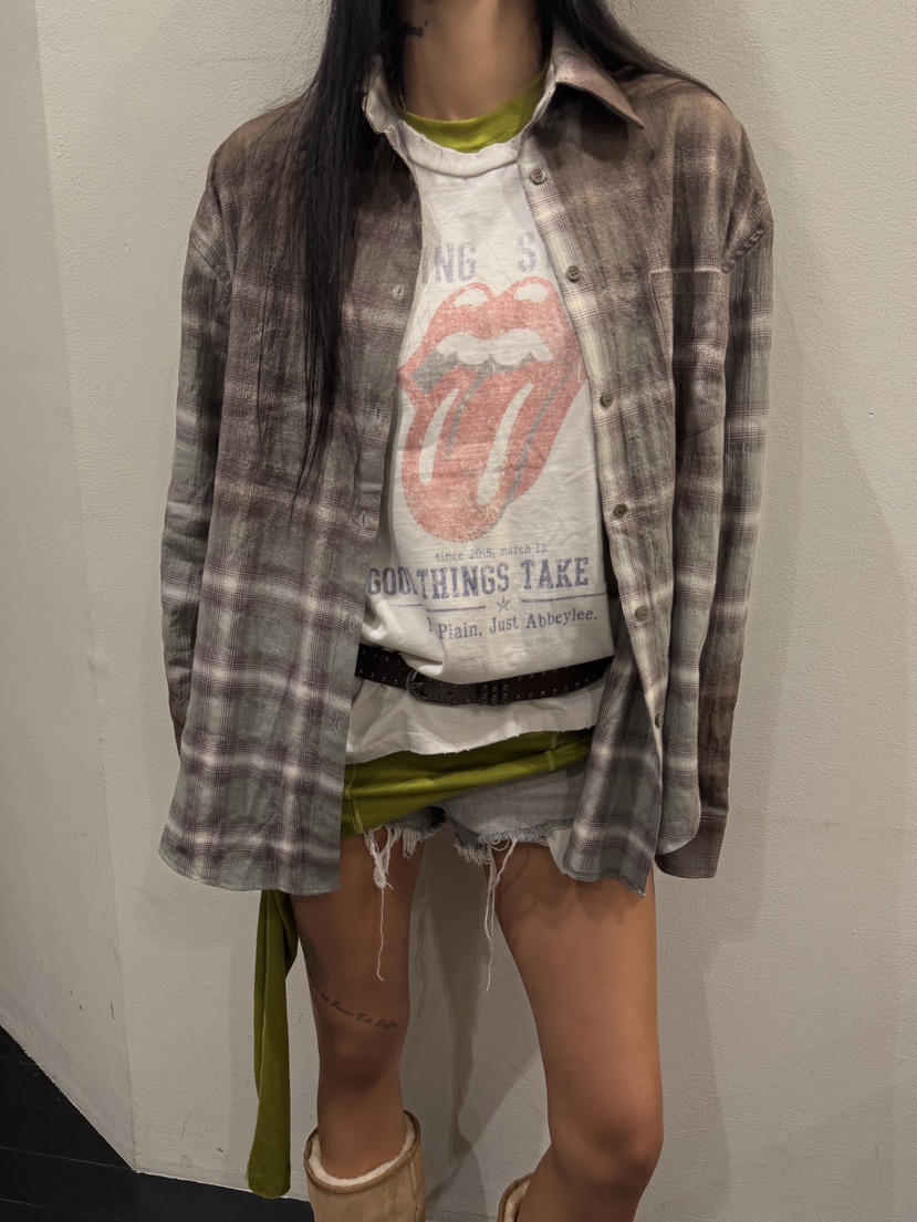ABBEYLEE韓國代購女裝新款時尚人氣休閑襯衫蕾絲衫水洗格子ABBEYLEE襯衫/蕾絲衫圖色2