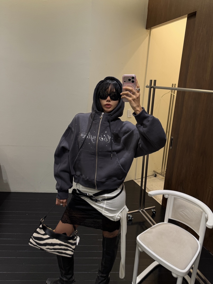 ABBEYLEE東大門直郵女士新款時尚真品推薦衛衣拉鏈連帽衫ABBEYLEE衛衣圖色2