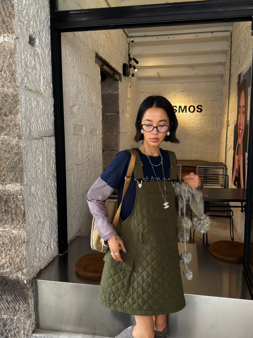 OKIE東大門直郵女士新款休閑推薦真品時尚熱賣連衣裙絎縫OKIE連衣裙