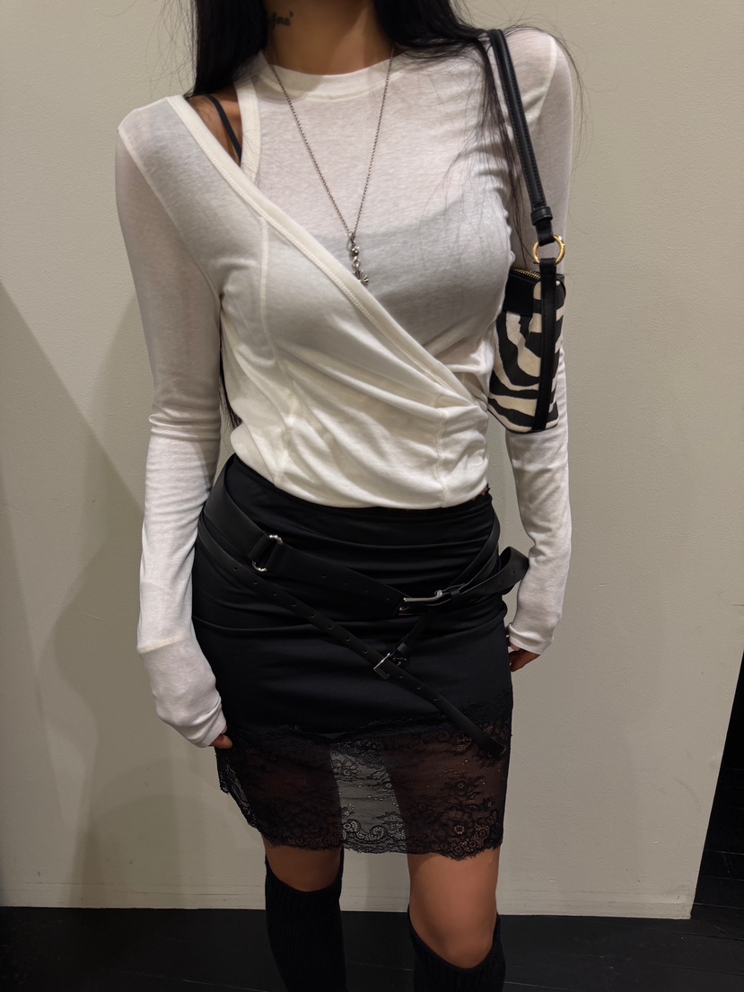 ABBEYLEE韓國代購女士新款真品時尚熱賣人氣長袖T恤兩種穿法ABBEYLEE長袖T恤圖色2