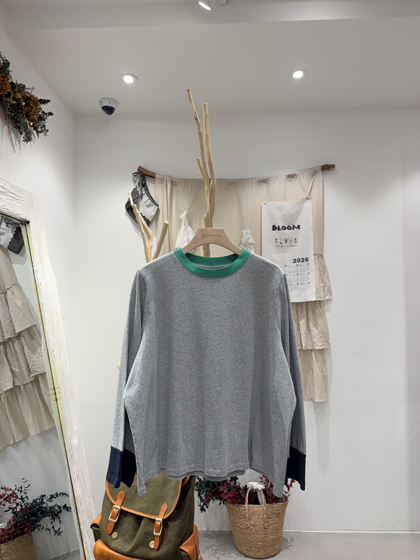 BLOOM東大門直郵女士新品熱賣人氣時尚真品長袖T恤棉質撞色BLOOM-S長袖T恤圖色1