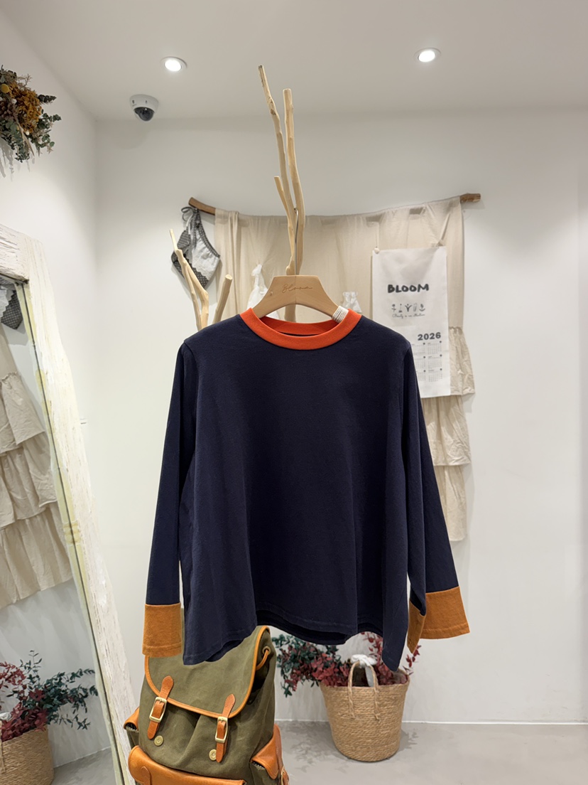 BLOOM東大門直郵女士新品熱賣人氣時尚真品長袖T恤棉質撞色BLOOM-S長袖T恤圖色2