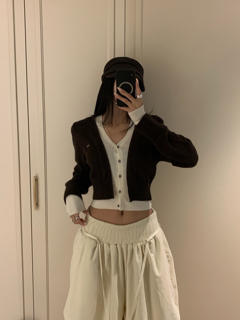 BADCALM韓國直郵女裝新款熱賣休閑人氣時尚真品開衫雙層開衫BADCALM開衫