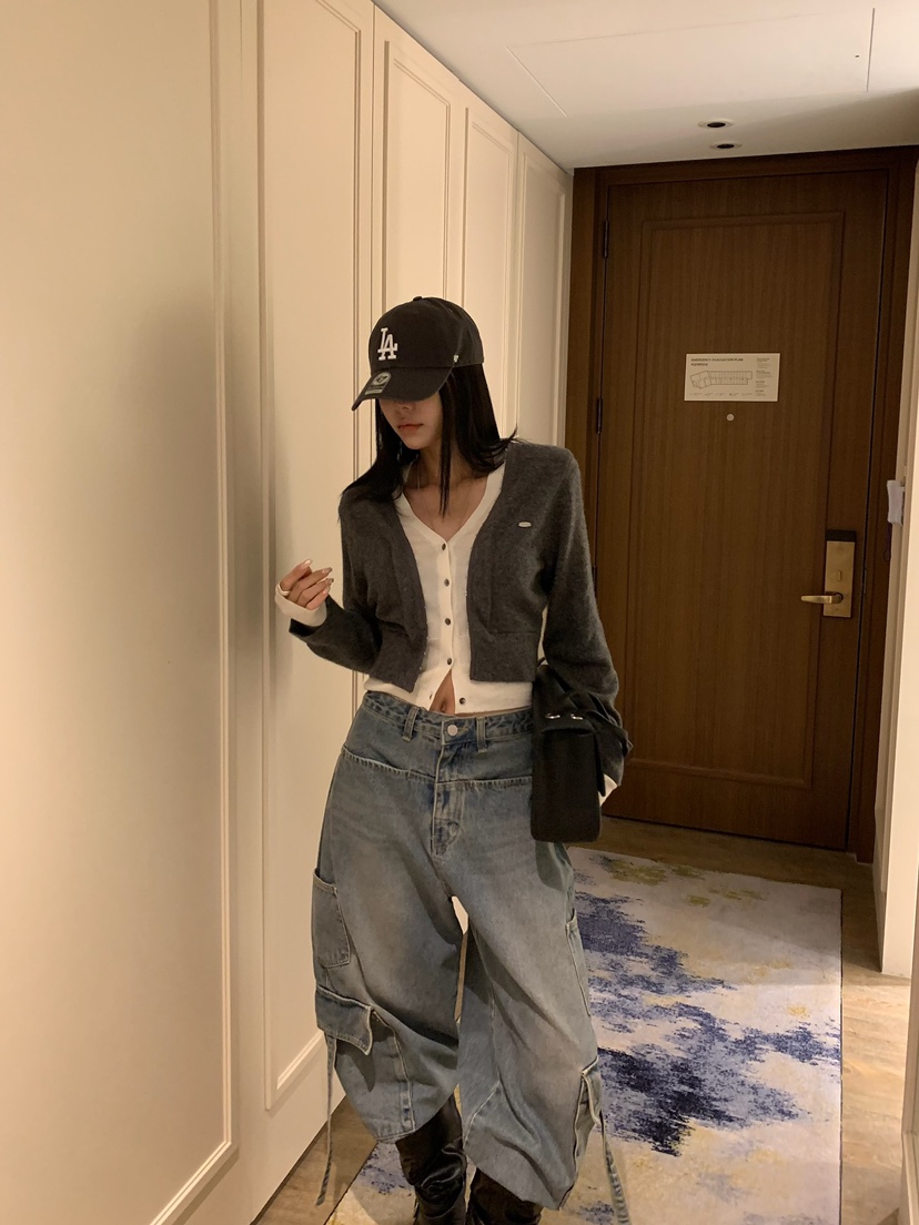 BADCALM韓國直郵女裝新款熱賣休閑人氣時尚真品開衫雙層開衫BADCALM開衫