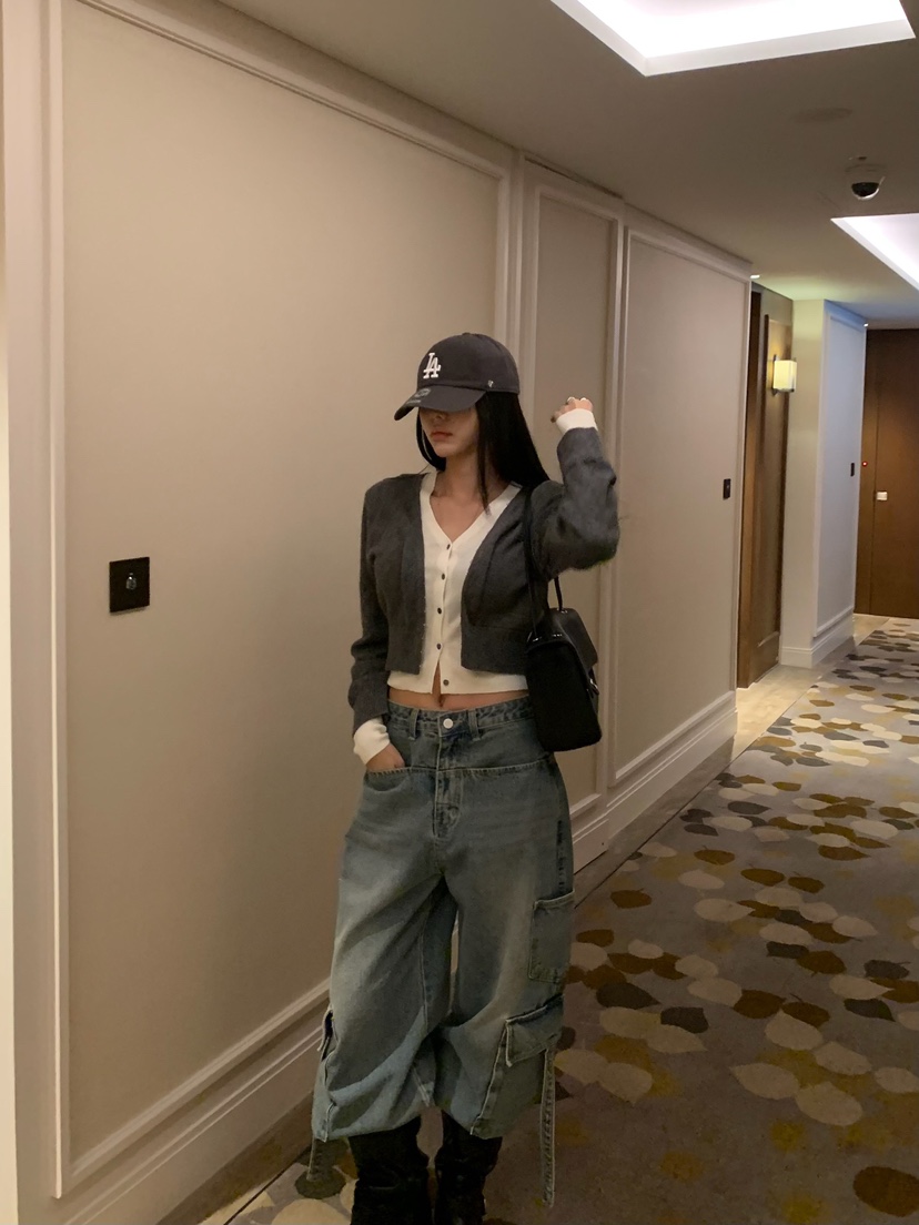 BADCALM韓國直郵女裝新款熱賣休閑人氣時尚真品開衫雙層開衫BADCALM開衫
