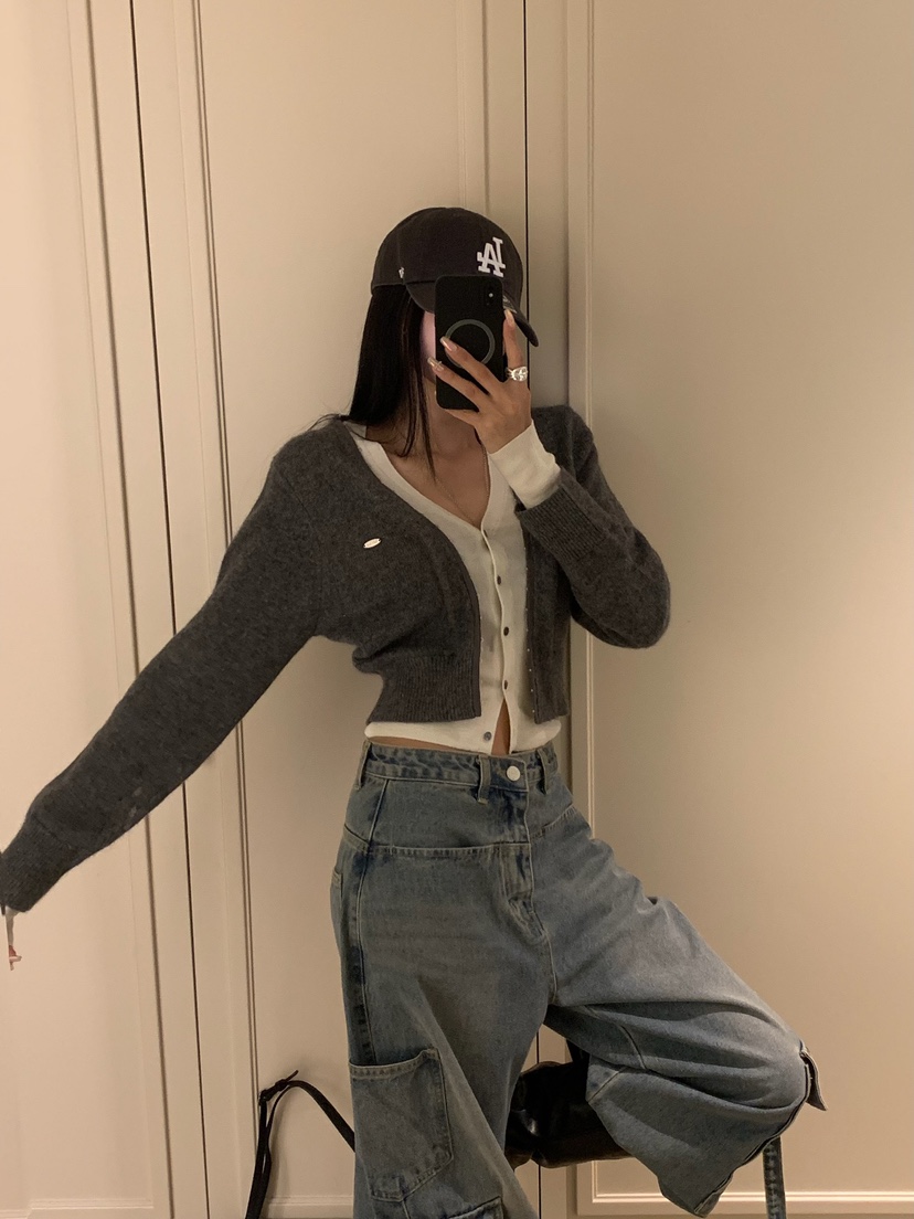 BADCALM韓國直郵女裝新款熱賣休閑人氣時尚真品開衫雙層開衫BADCALM開衫