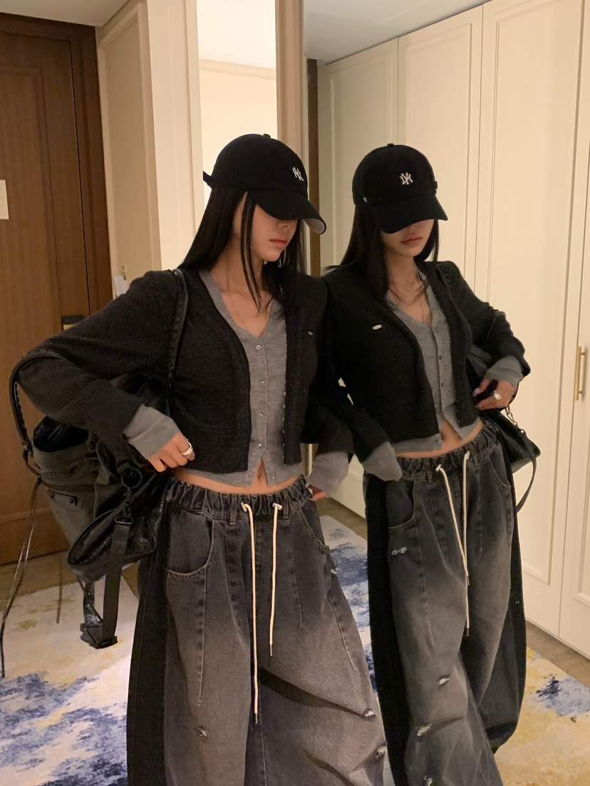BADCALM韓國直郵女裝新款熱賣休閑人氣時尚真品開衫雙層開衫BADCALM開衫