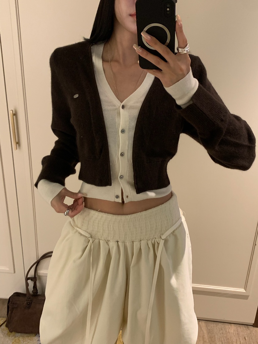 BADCALM韓國直郵女裝新款熱賣休閑人氣時尚真品開衫雙層開衫BADCALM開衫圖色1