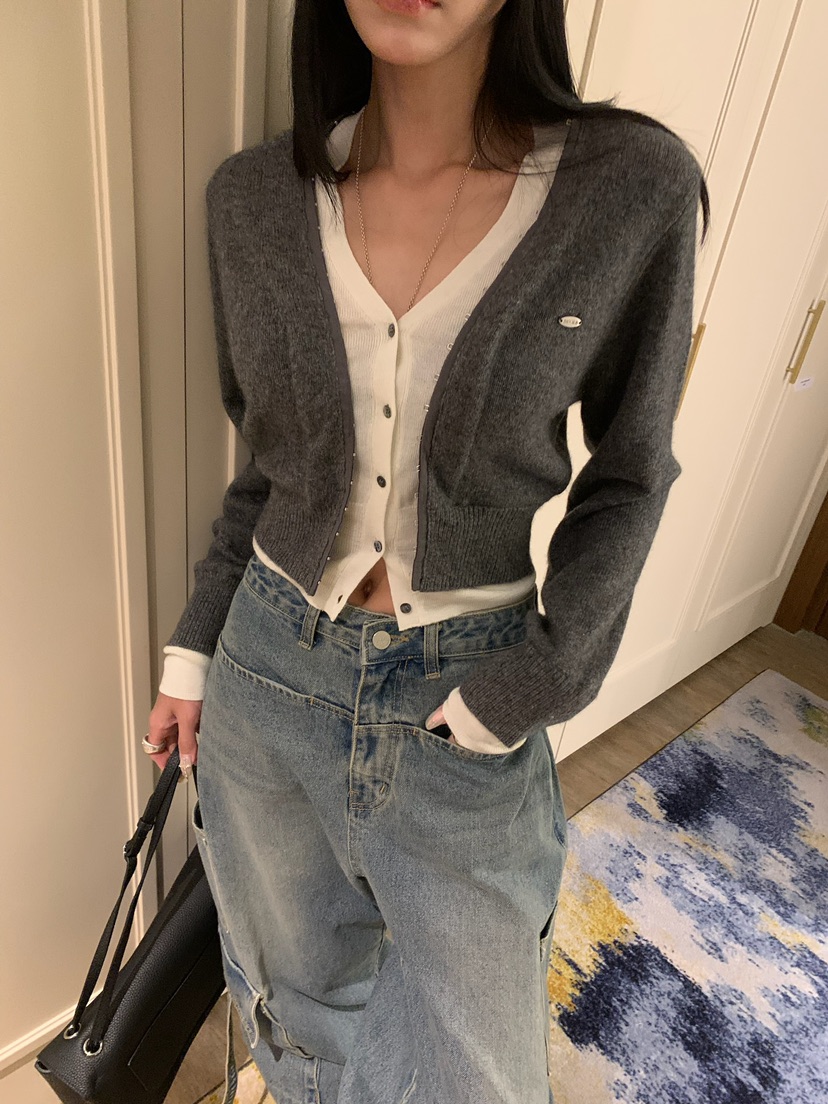 BADCALM韓國直郵女裝新款熱賣休閑人氣時尚真品開衫雙層開衫BADCALM開衫圖色2