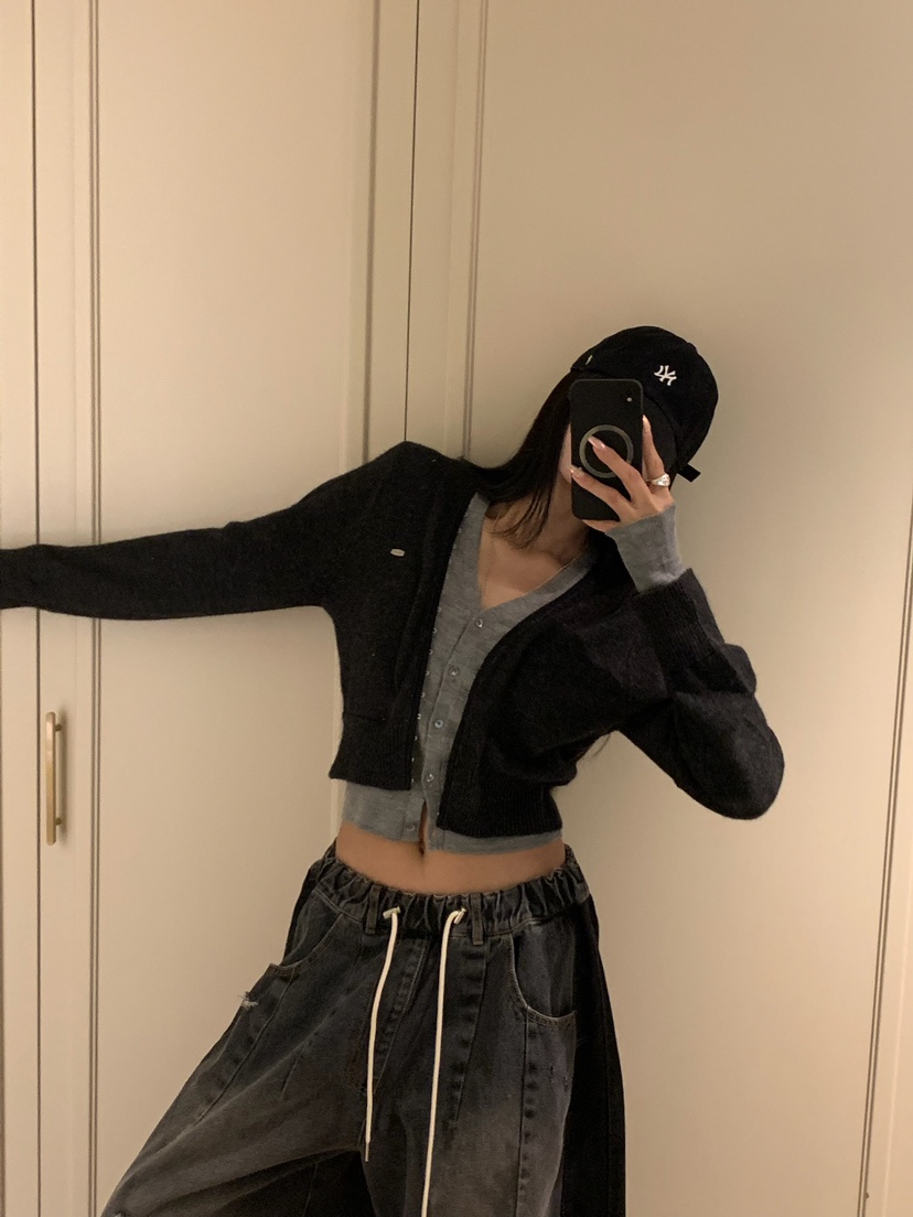 BADCALM韓國直郵女裝新款熱賣休閑人氣時尚真品開衫雙層開衫BADCALM開衫圖色3