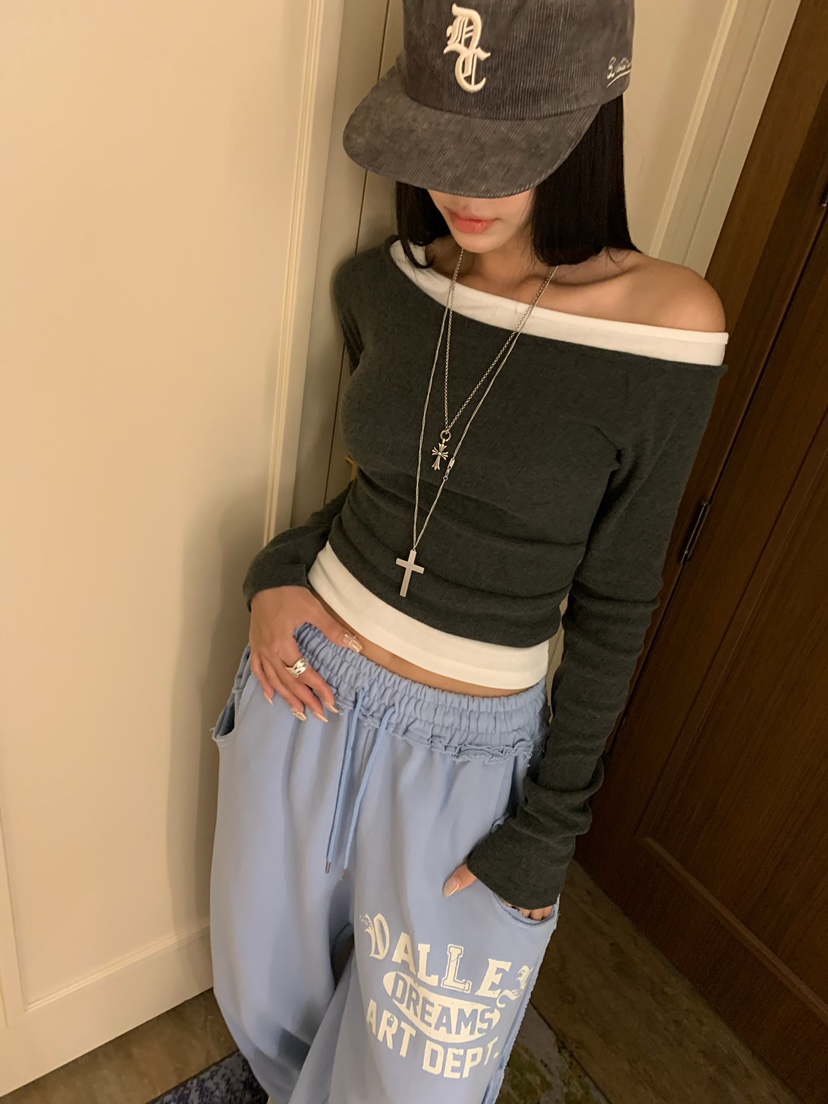 BADCALM韓國直郵女士新款熱賣休閑真品時尚人氣推薦長袖T恤BADCALM長袖T恤