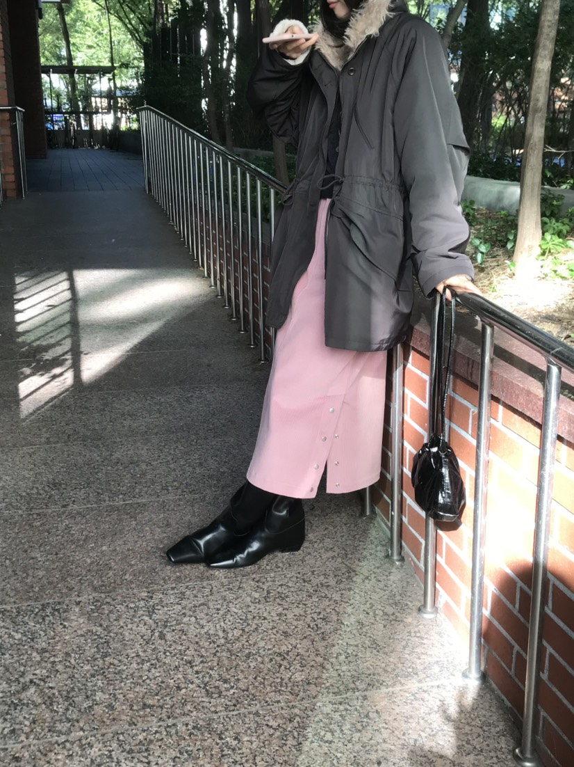 LOFN韓國代購女士新品推薦熱賣休閑人氣真品時尚長款棉服LOFN長款棉服