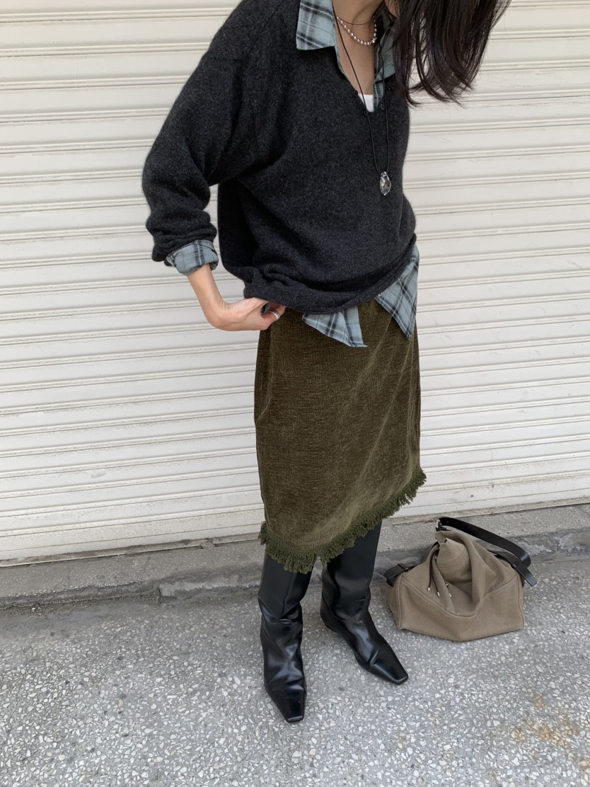 LOFN韓國代購女士新品推薦休閑時尚人氣真品半身裙中短裙LOFN半身裙/中短裙