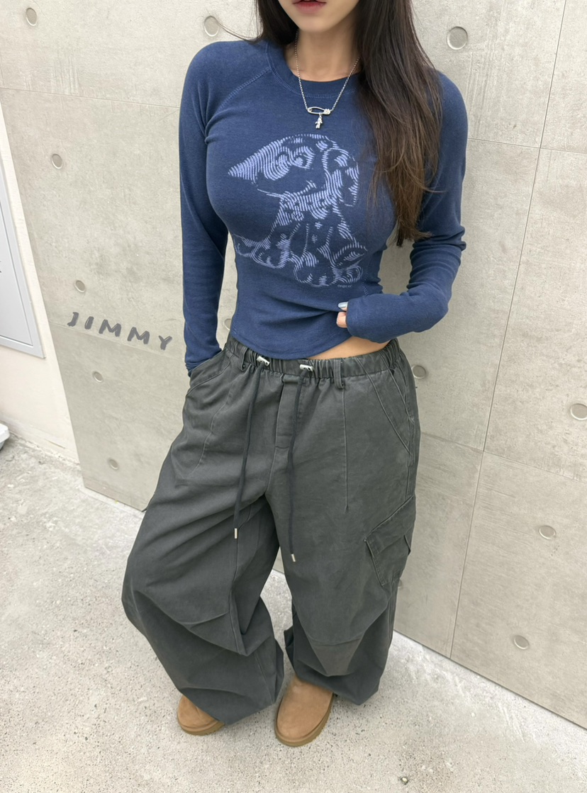 JIMMY東大門實拍女士新款真品熱賣休閑人氣長袖T恤抓絨狗狗JIMMY/REMAKE長袖T恤