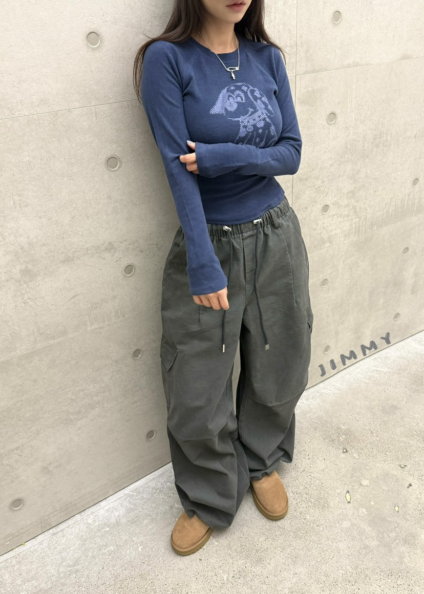 JIMMY東大門實拍女士新款真品熱賣休閑人氣長袖T恤抓絨狗狗JIMMY/REMAKE長袖T恤