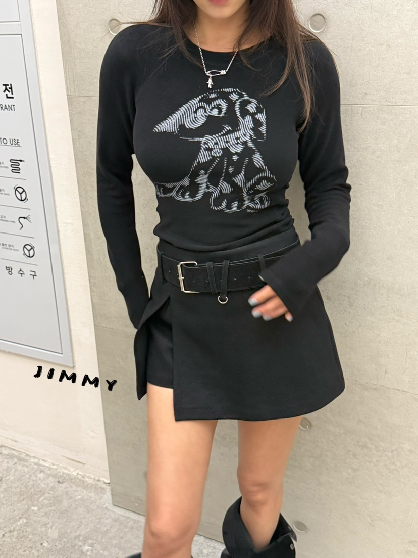 JIMMY東大門實拍女士新款真品熱賣休閑人氣長袖T恤抓絨狗狗JIMMY/REMAKE長袖T恤