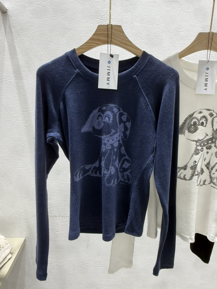 JIMMY東大門實拍女士新款真品熱賣休閑人氣長袖T恤抓絨狗狗JIMMY/REMAKE長袖T恤圖色1