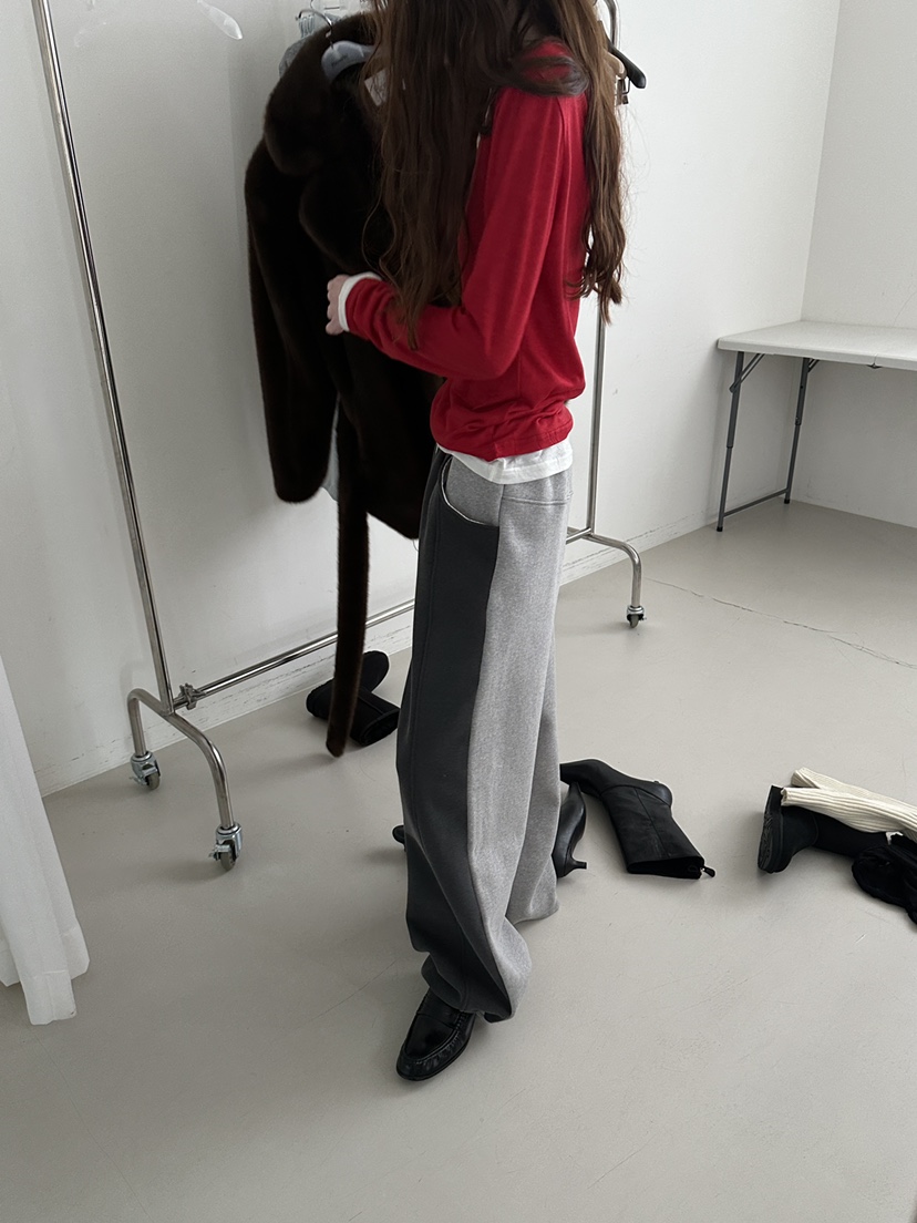 BOWIE韓國代購女士新款真品休閑時尚推薦熱賣休閑褲抓絨撞色BOWIE休閑褲
